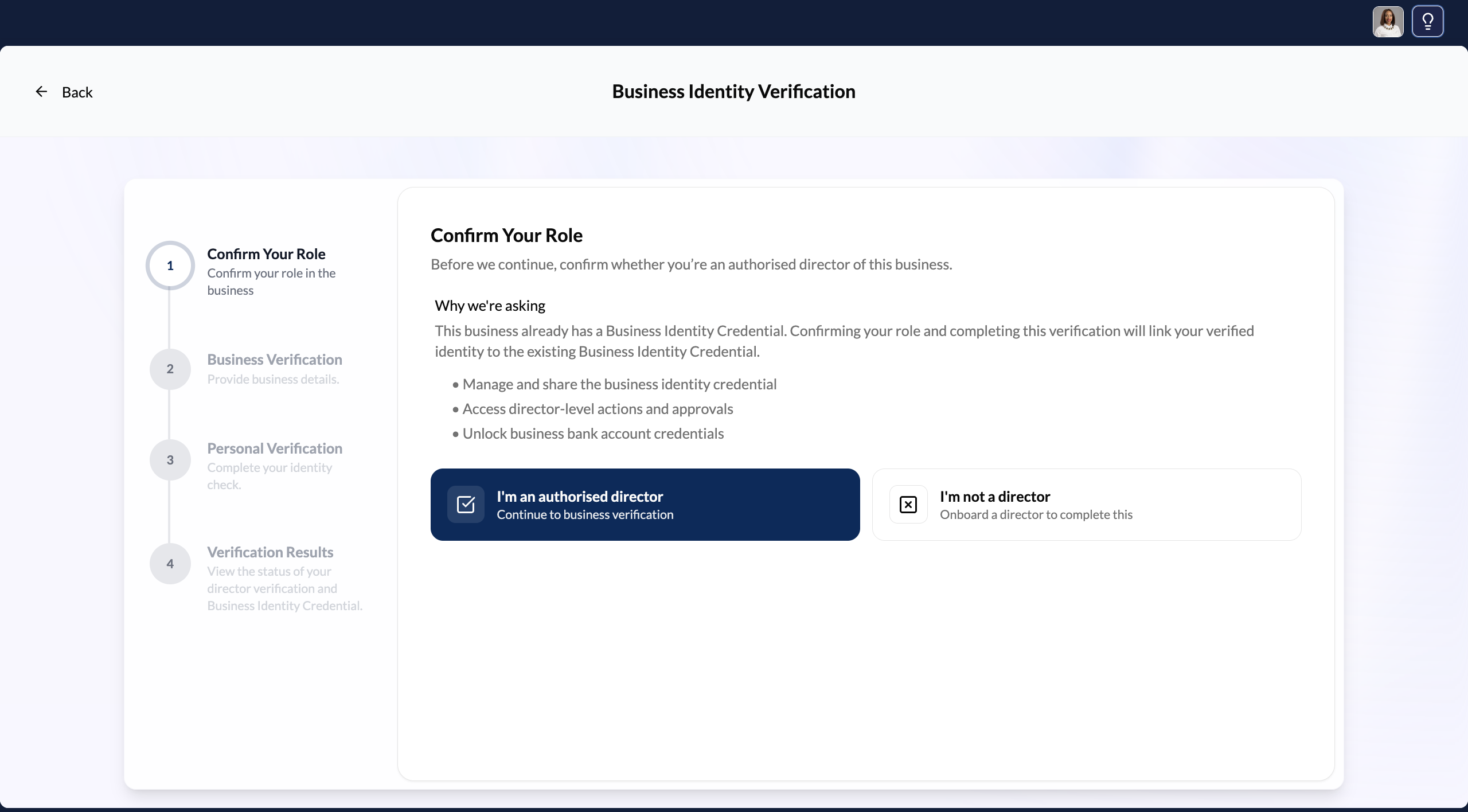Verify your business identity