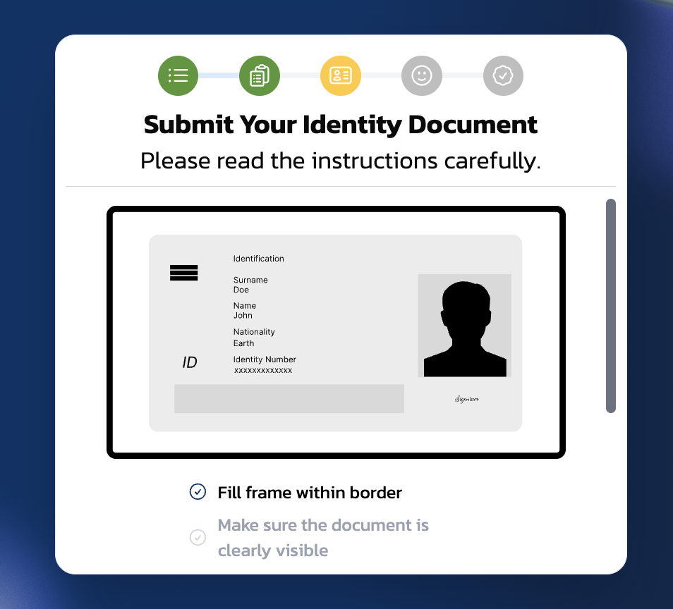 ID document submission guidance screen