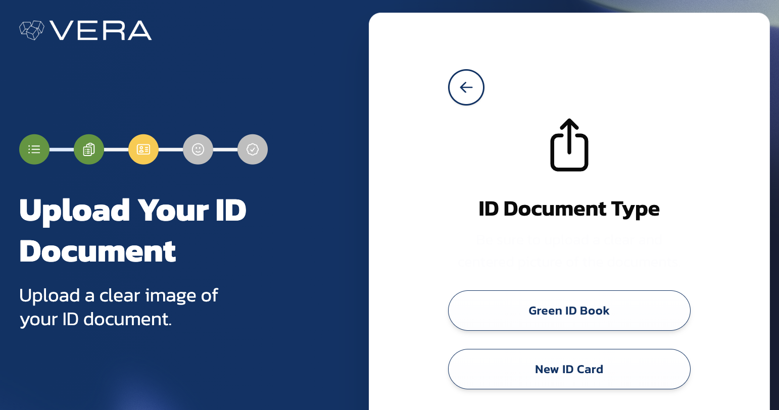 Document type selection — Green ID Book or New ID Card