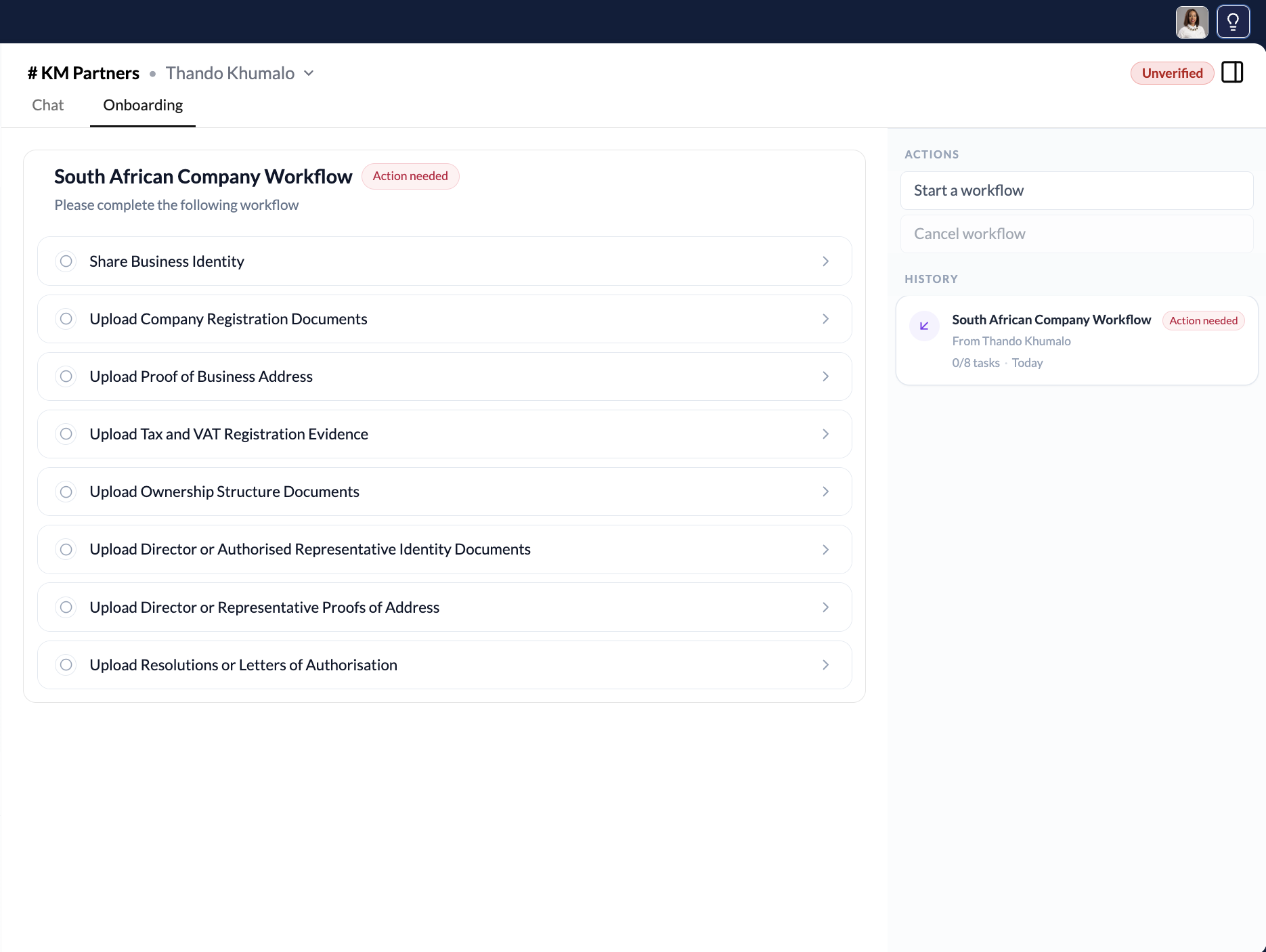 Empty onboarding workflow received