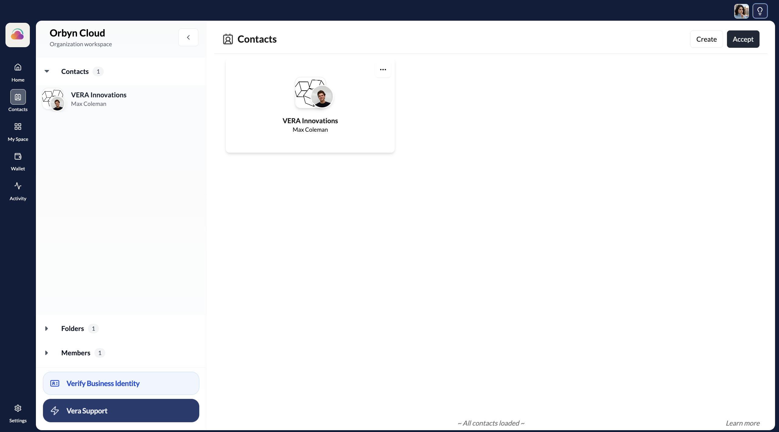 Organisation workspace active