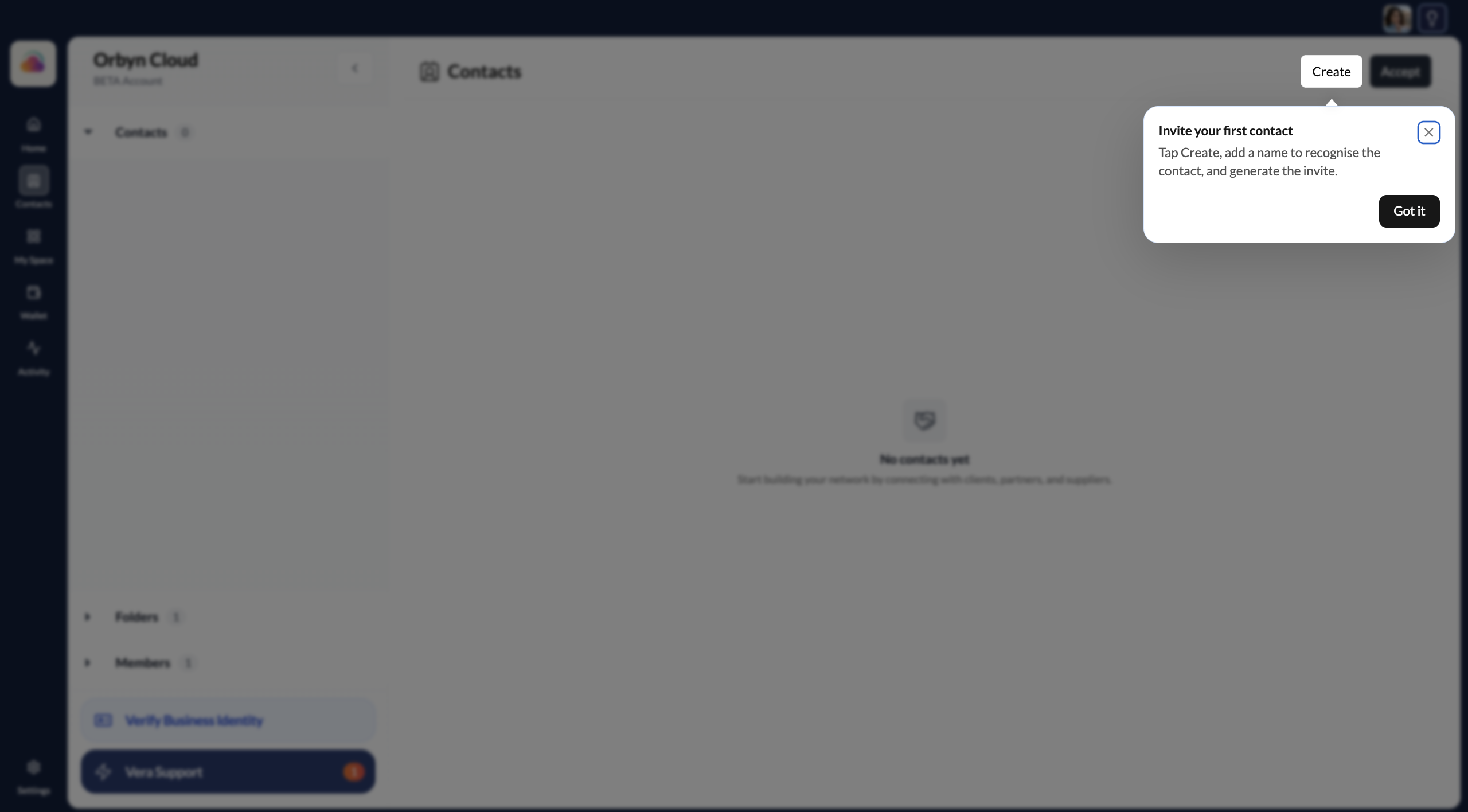 Create invitation tooltip