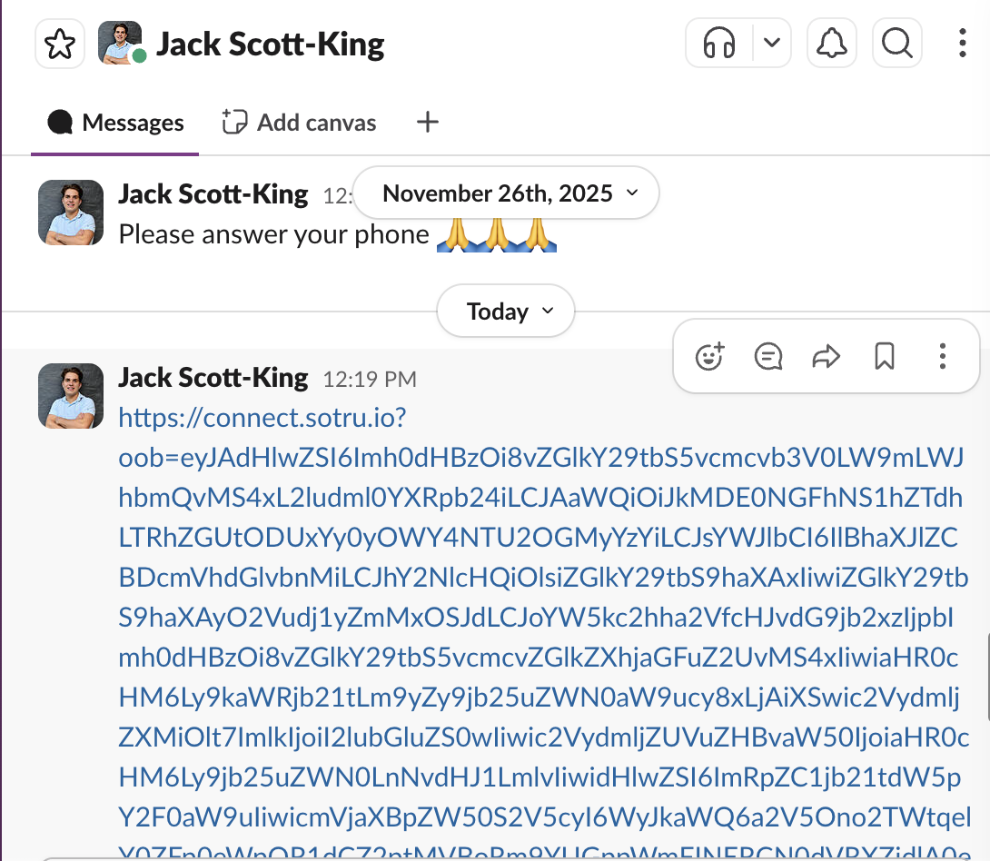 VERA invitation link received in a message