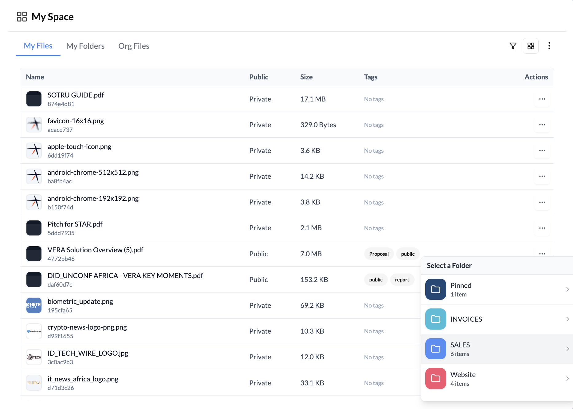 My Space — secure document storage
