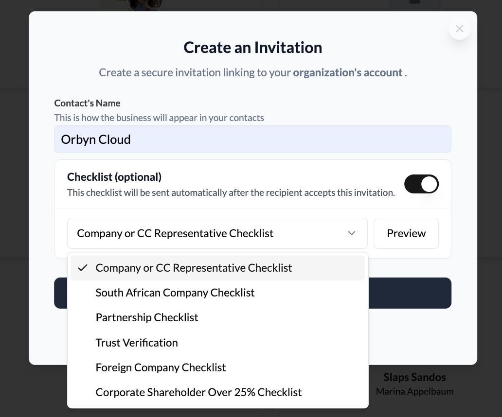 Full list of available checklist templates