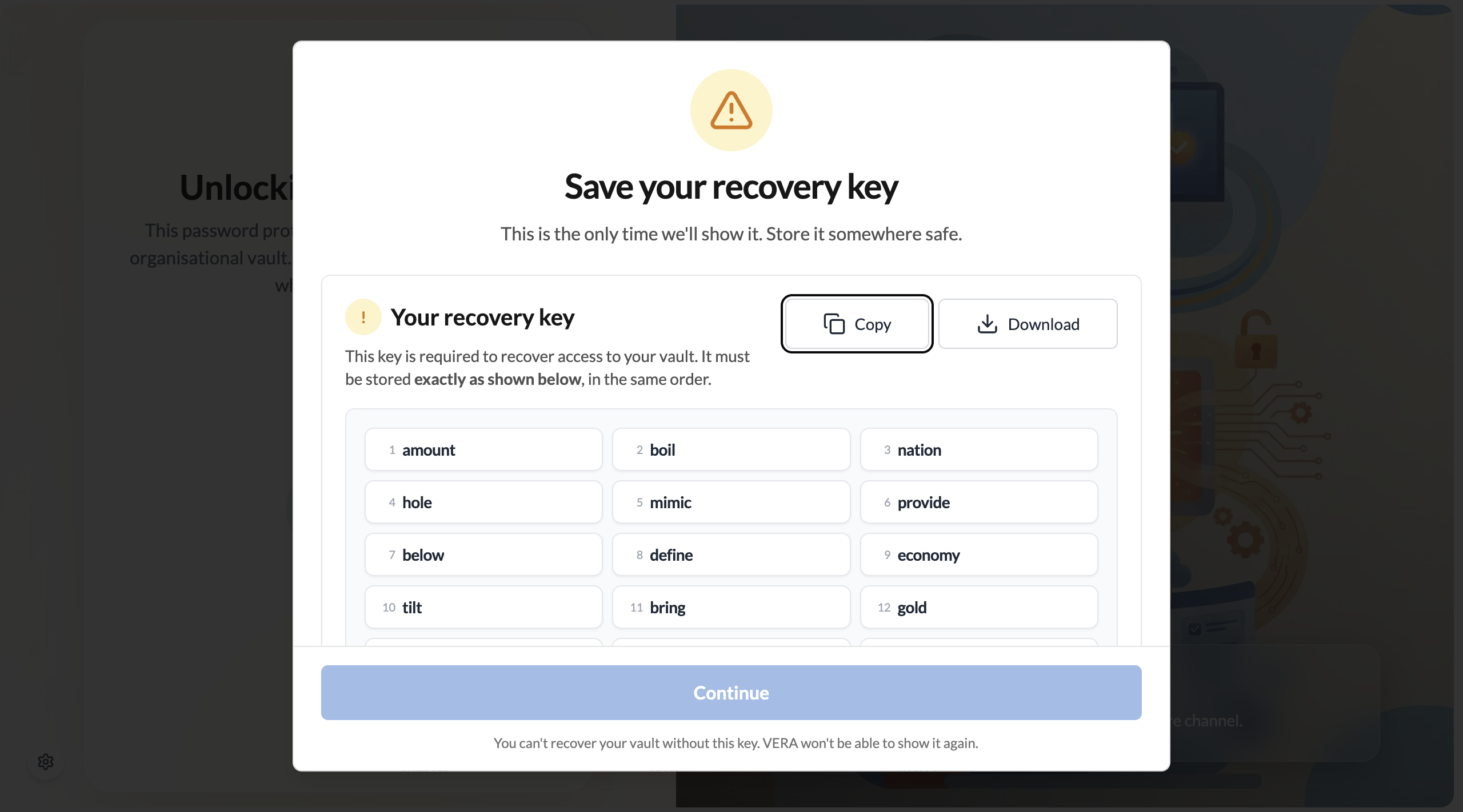 12-word recovery key grid