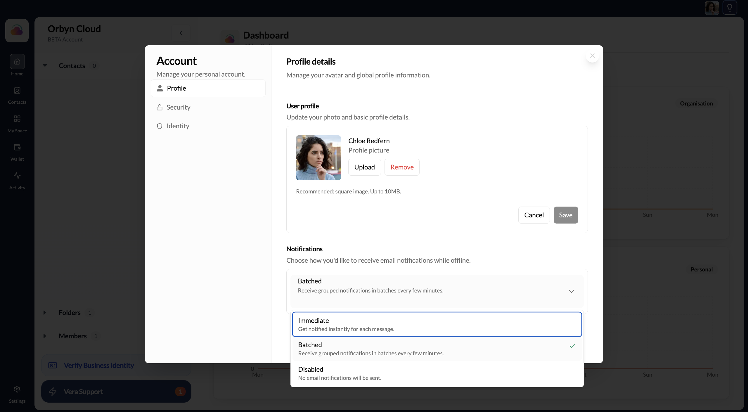 Notification preferences settings page
