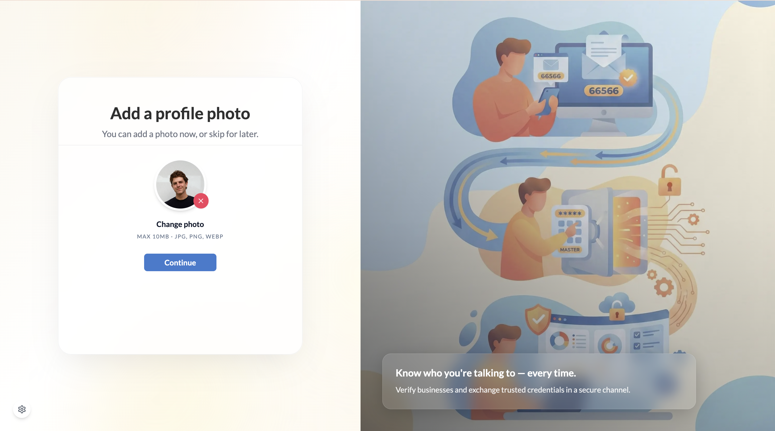 Add personal profile photo or skip