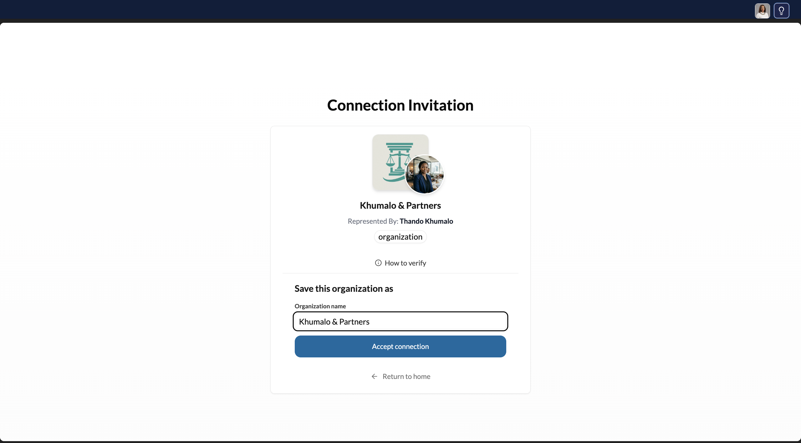 Accepting the VERA invitation via email link