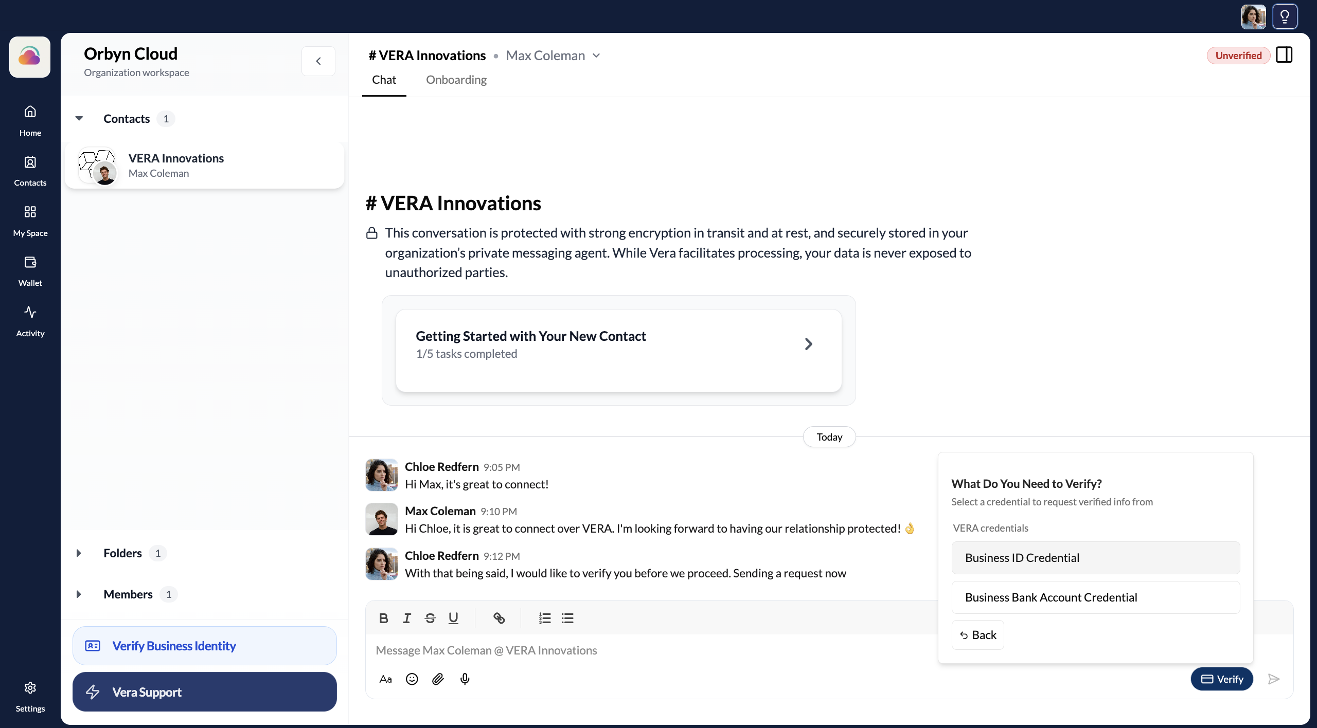 Credential type selection — Business ID or Bank Account
