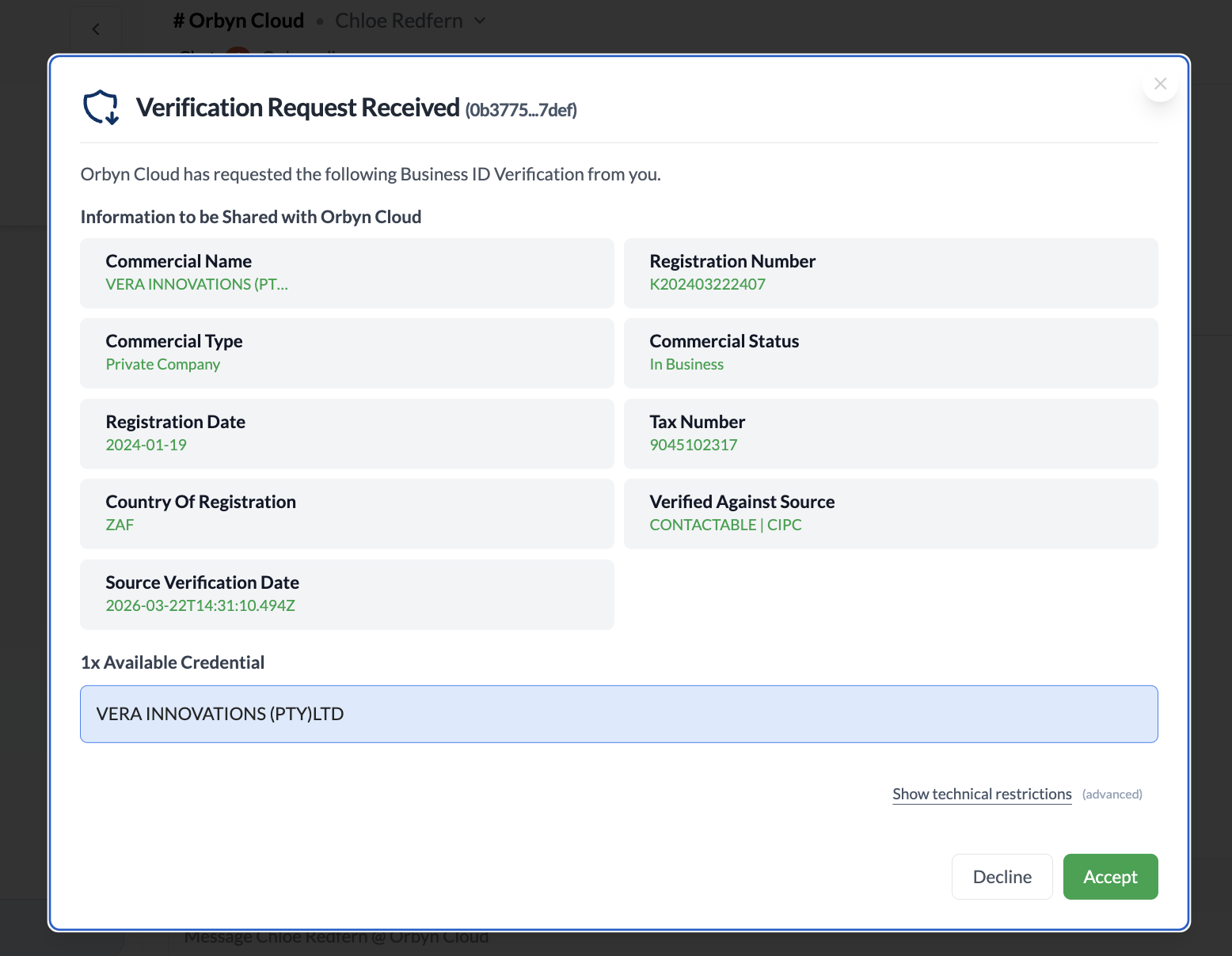 Full review screen showing all fields before acceptance